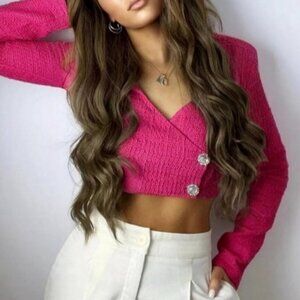 NWT Zara Cropped Blazer with jewel bottons in size S